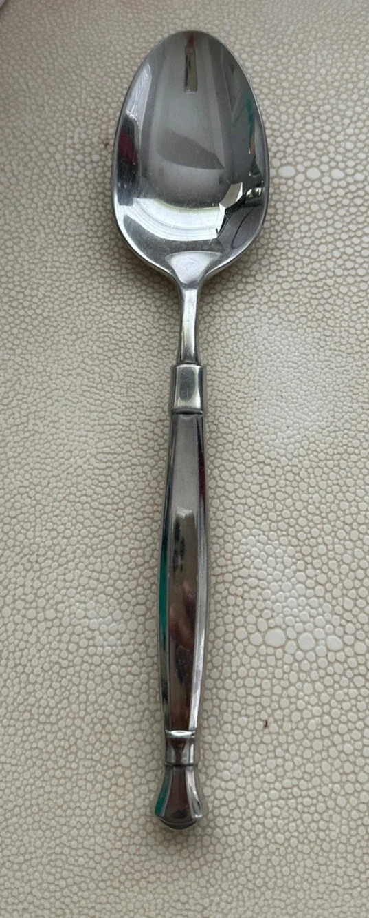 Oneida ACT I Spoon Glossy Stainless Solid Serving Spoon Heirloom Cube 8 5/8